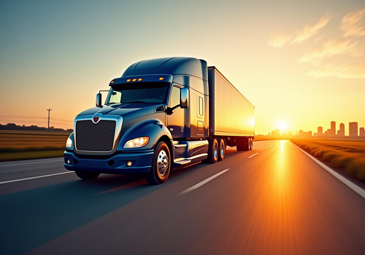 Modern logistics truck on a highway
