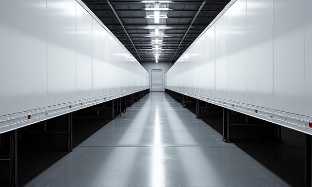 Lineup of clean white trailers