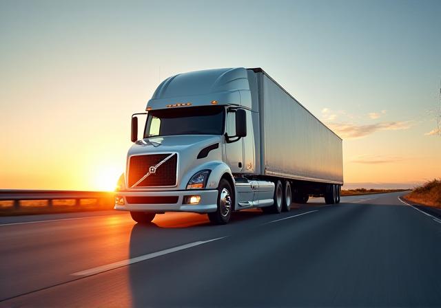 Modern logistics semi-truck on a highway